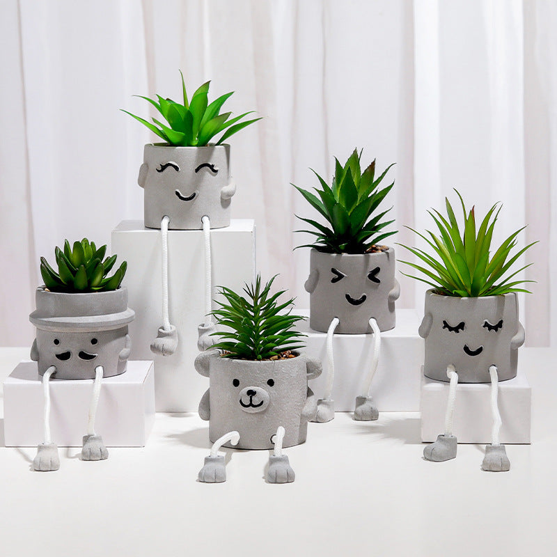 Cute Faux Succulent Planters with Dangling Legs (Set of 5)
