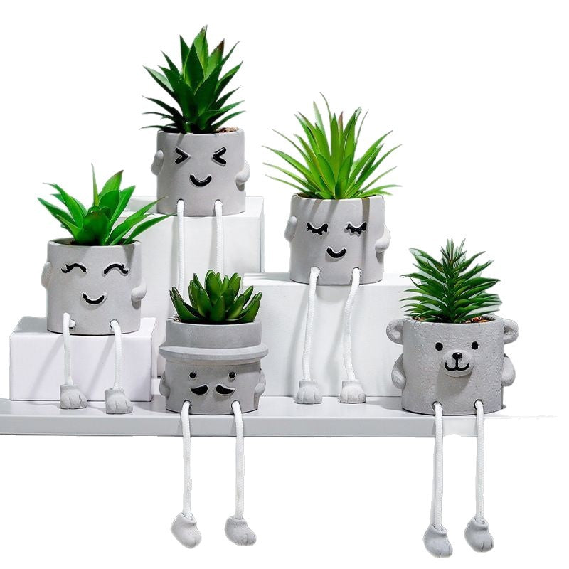 Cute Faux Succulent Planters with Dangling Legs (Set of 5)